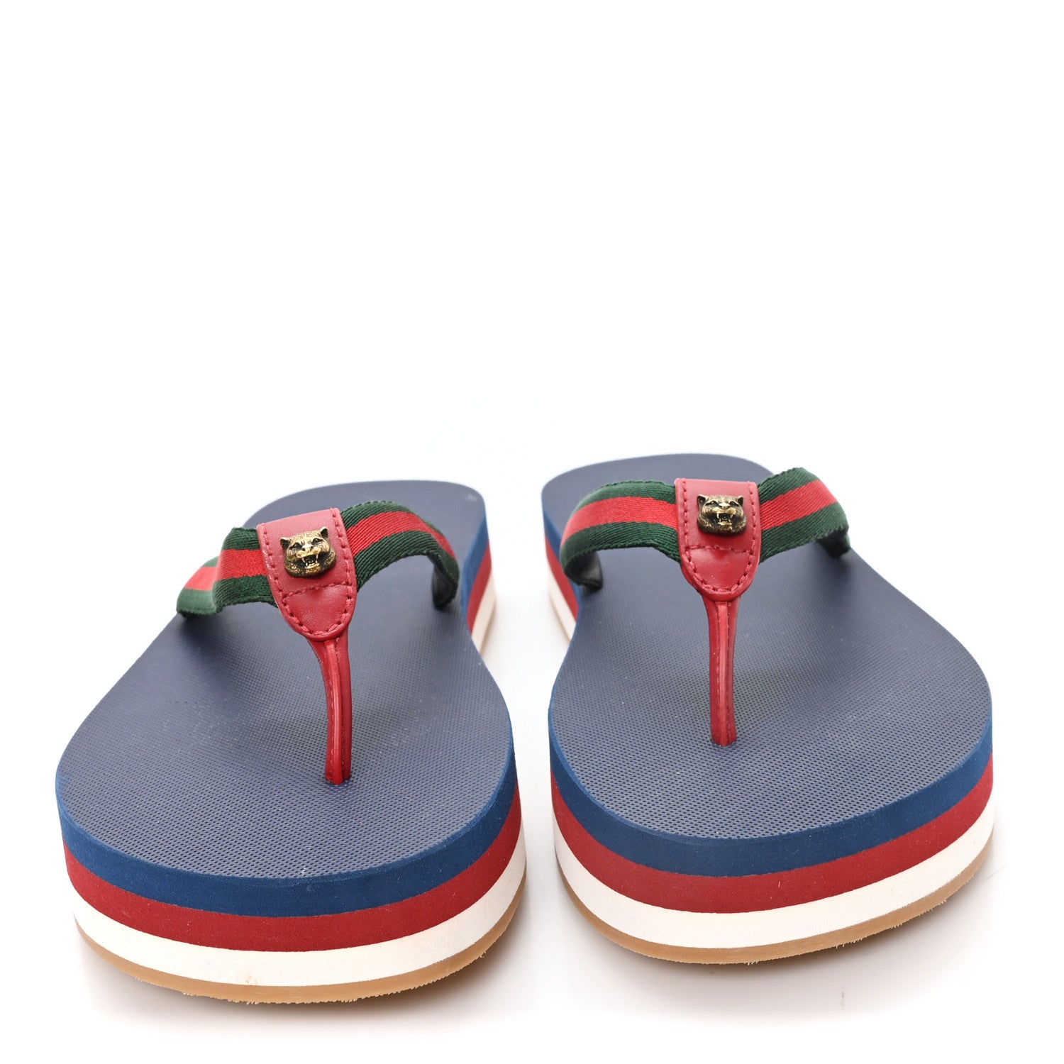 Gucci Canvas Web Platform Lifford Thong Sandals 38 Hibiscus Red 2 of 10