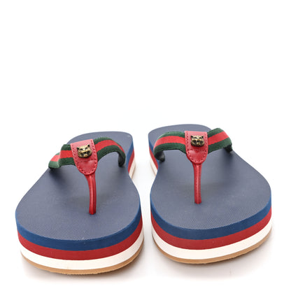 Gucci Canvas Web Platform Lifford Thong Sandals 38 Hibiscus Red 2 of 10