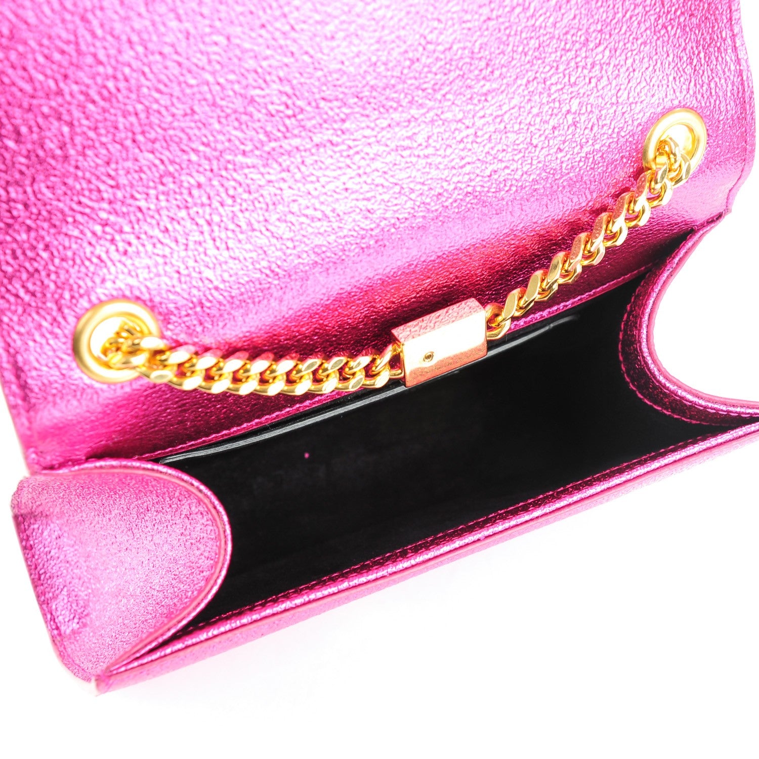 Saint Laurent Metallic Calfskin Small Classic Monogram Kate Satchel Fuchsia 5 of 6