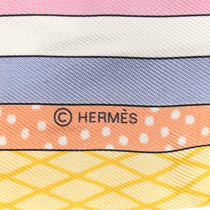 Hermes Silk Twilly Grand Theatre Nouveau White Vert Abricot 3 of 5