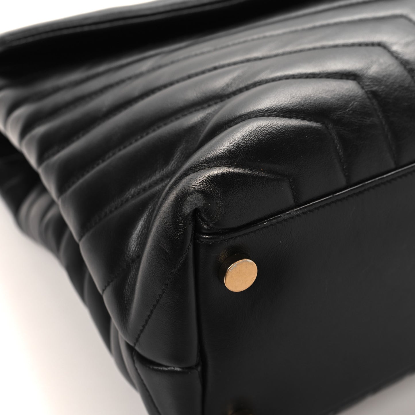 Calfskin Y Quilted Monogram Large Loulou Chain Satchel Black