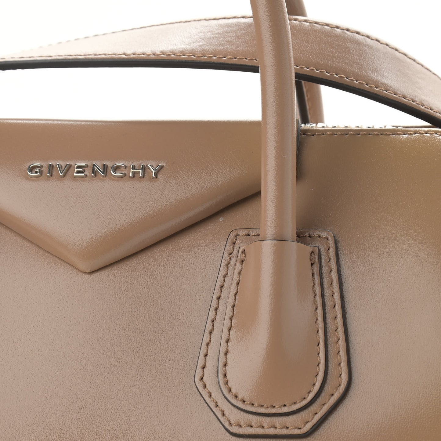 Shiny Lord Calfskin Small Antigona Dark Beige