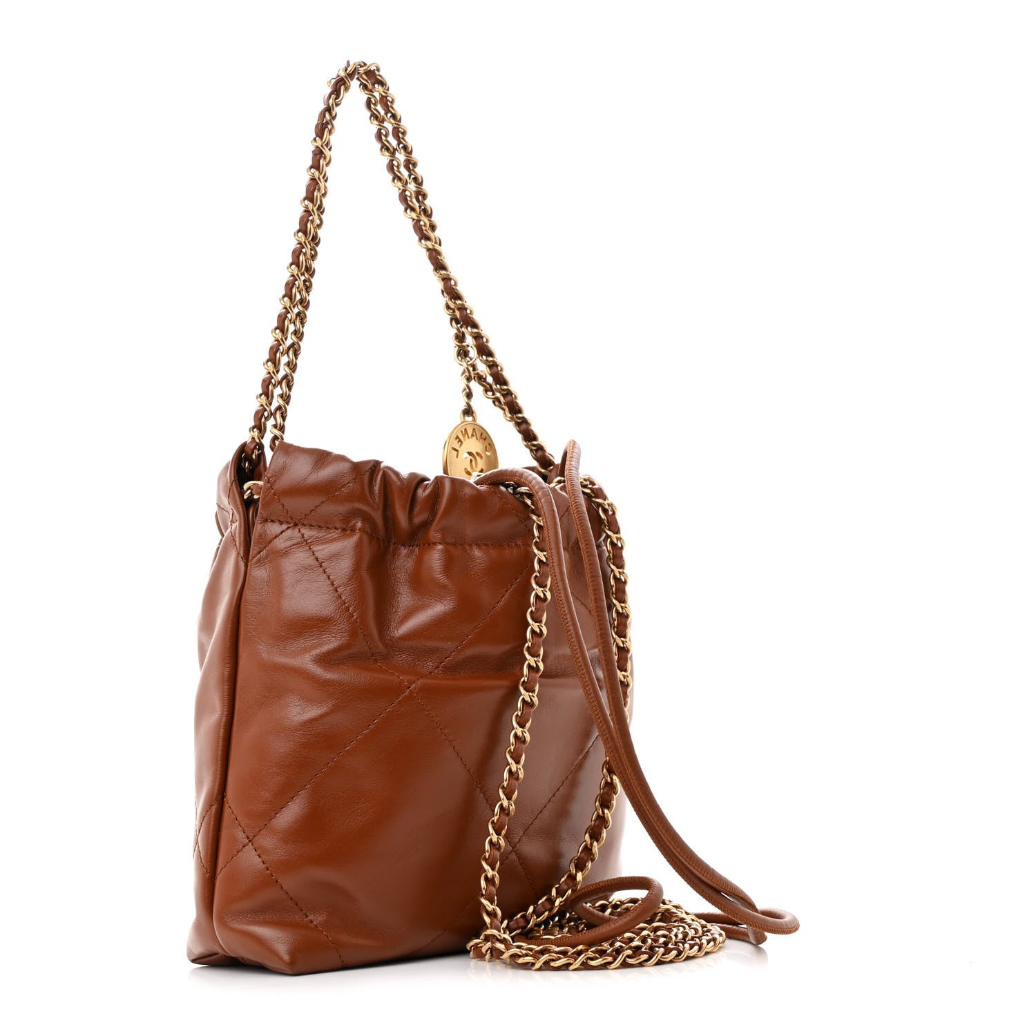 Chanel Shiny Calfskin Quilted Mini Chanel 22 Light Brown 3 of 11