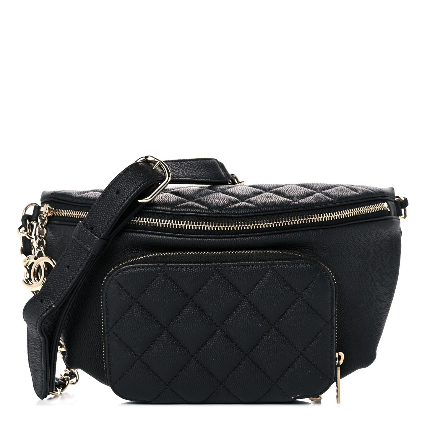 Caviar Quilted Business Affinity Waist Belt Bag Black