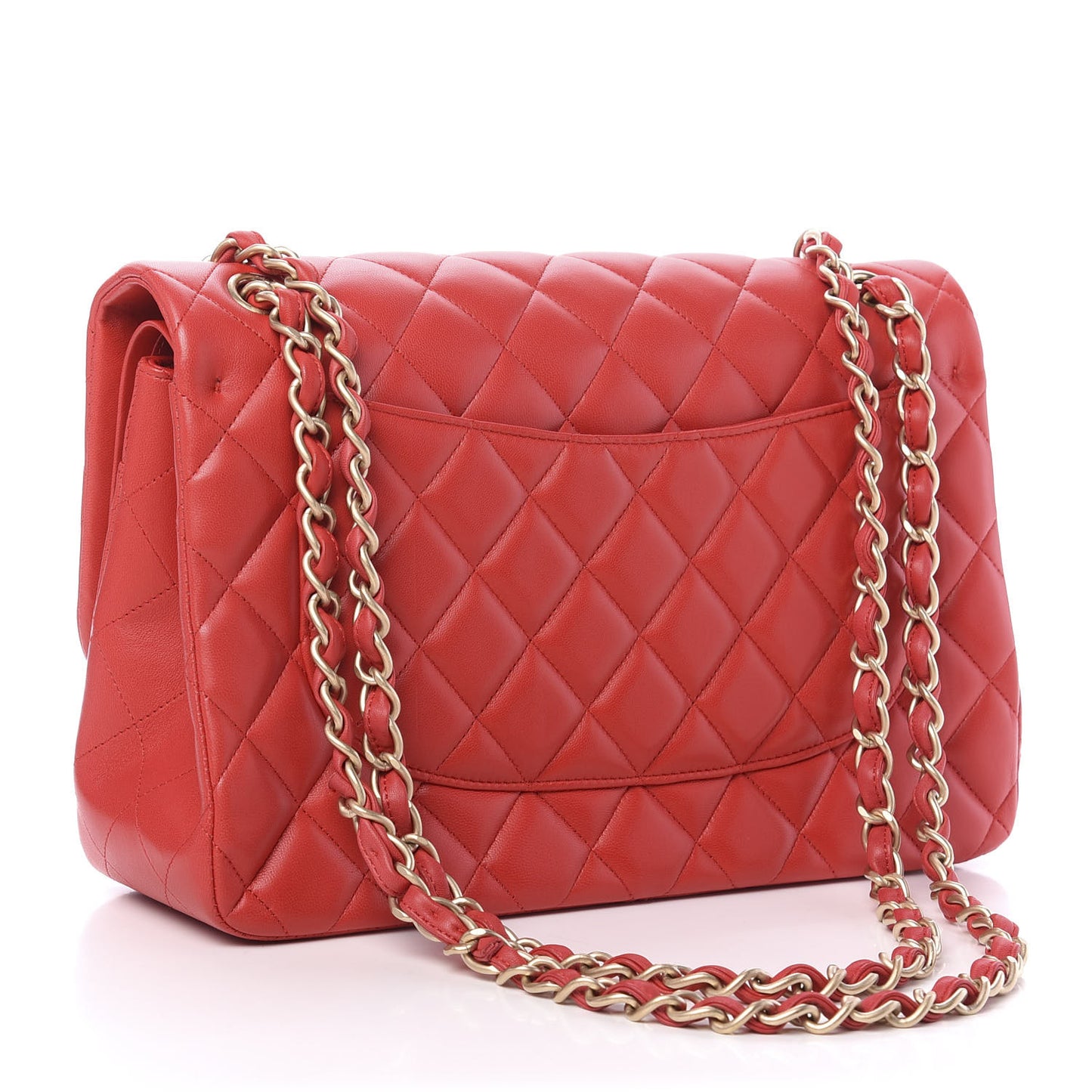 Lambskin Quilted Jumbo Double Flap Red
