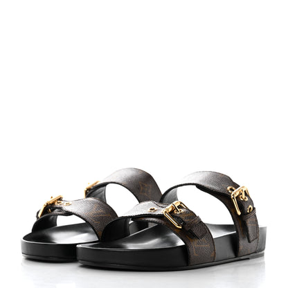 Louis Vuitton Monogram Bom Dia Mule Sandals 38 Black 3 of 9