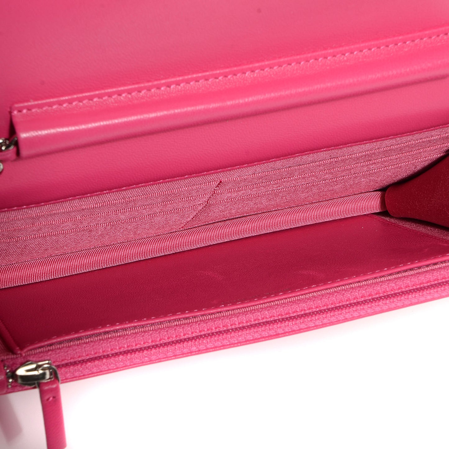 Lambskin Quilted Wallet On Chain WOC Dark Pink