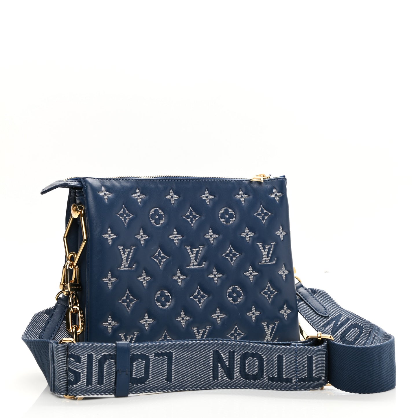 Lambskin Embossed Monogram Coussin PM Denim Blue