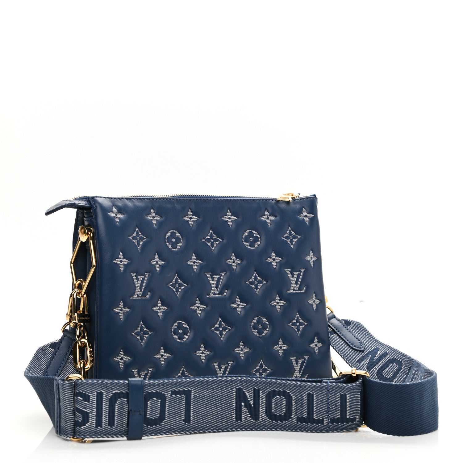 Louis Vuitton Lambskin Embossed Monogram Coussin PM Denim Blue 3 of 9