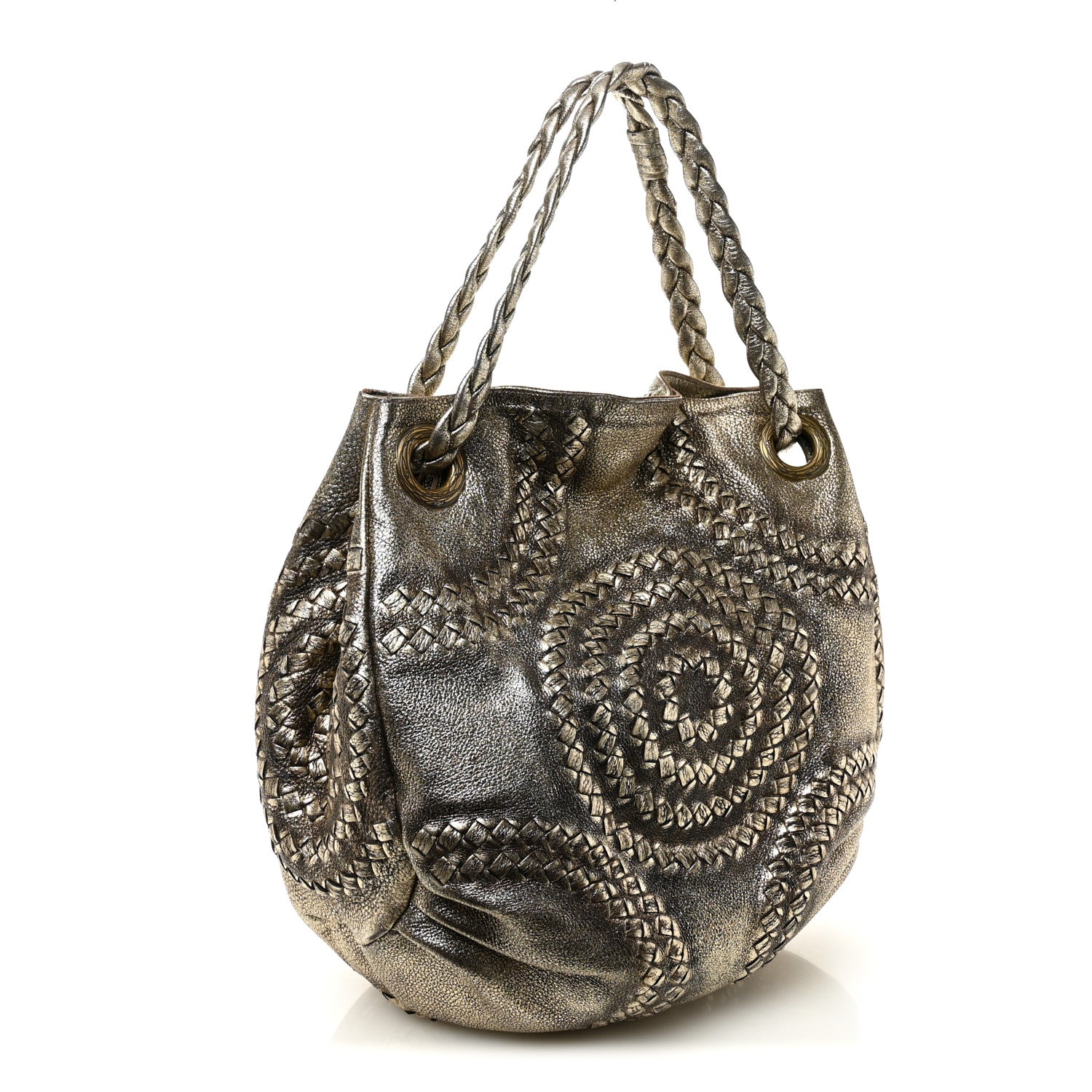 Bottega Veneta Metallic Cervo Illusion Hobo Platino Ossidato 3 of 9