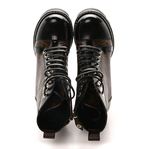 Patent Calfskin Monogram Star Trail Ankle Boots 38 Black