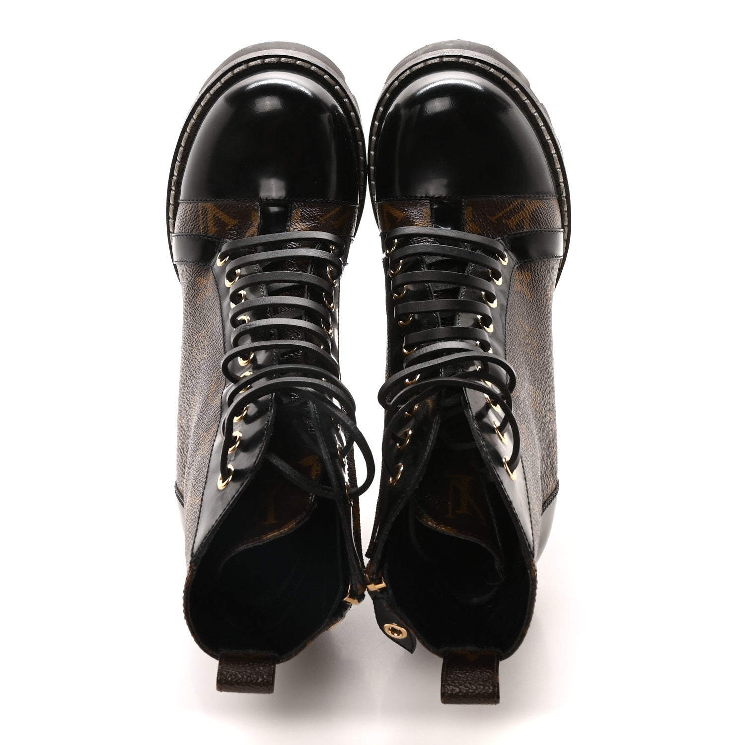 Louis Vuitton Patent Calfskin Monogram Star Trail Ankle Boots 38 Black 2 of 9