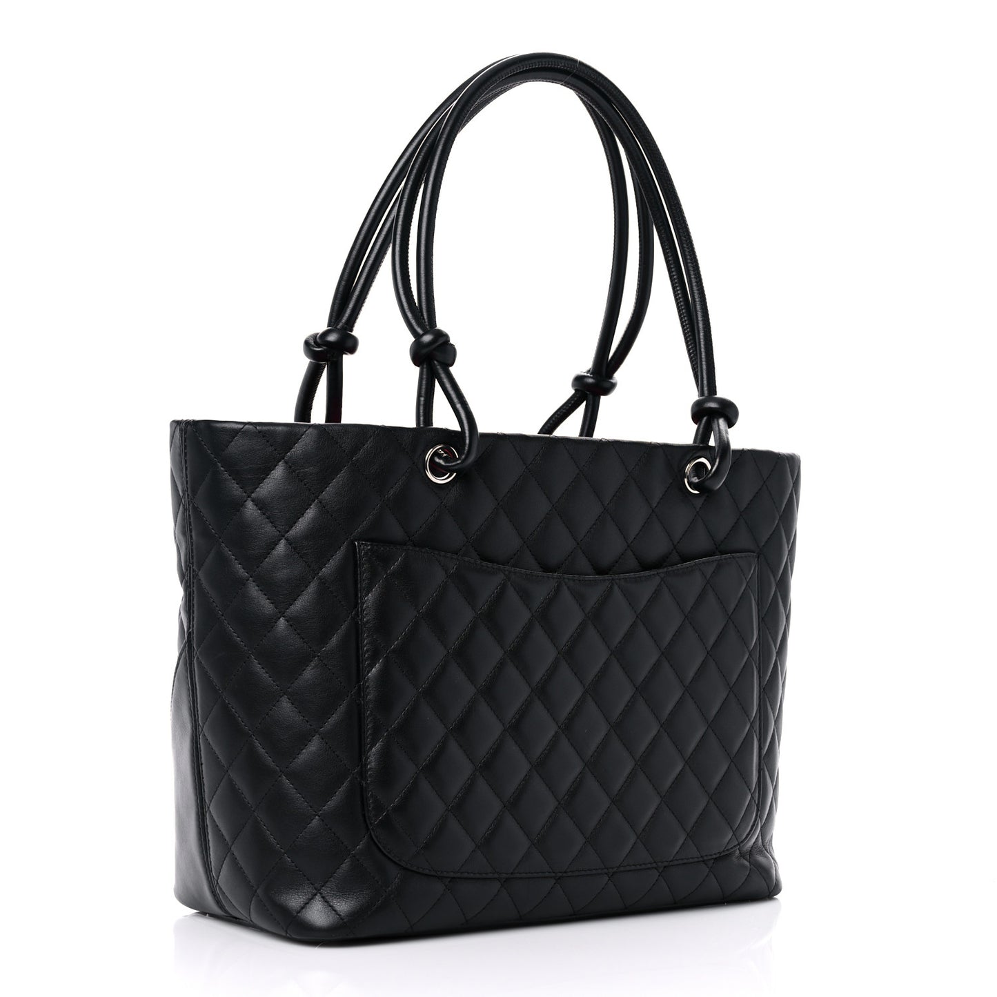 Calfskin Quilted Large Cambon Tote Black