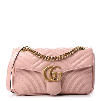 Gucci Calfskin Matelasse Small GG Marmont Shoulder Bag Perfect Pink 1 of 11