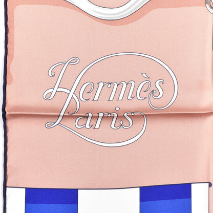 Hermes Silk Grand Manege Detail Scarf 90 Bois De Rose Bleu 2 of 4