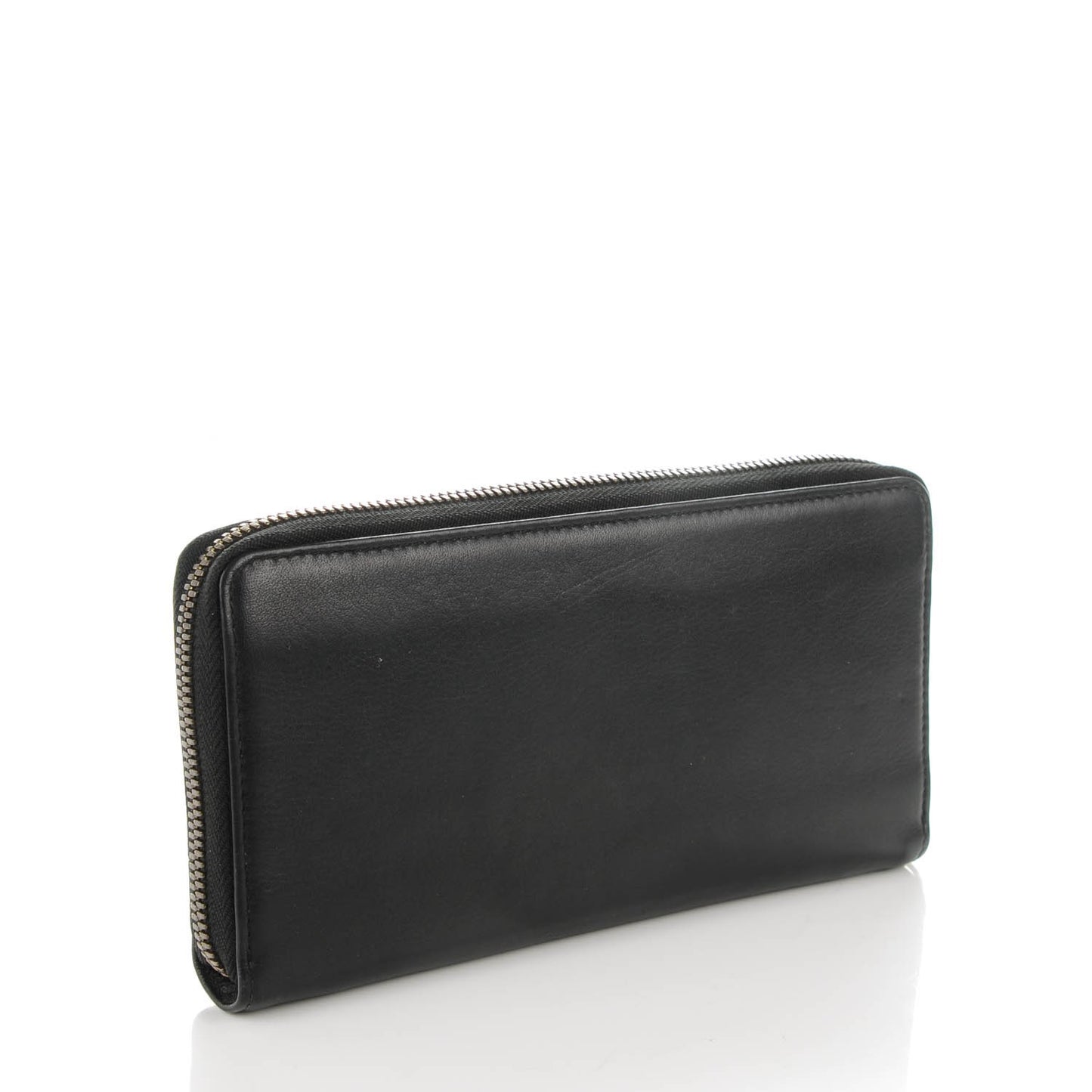 Calfskin Papier Continental Zip Around Wallet Black