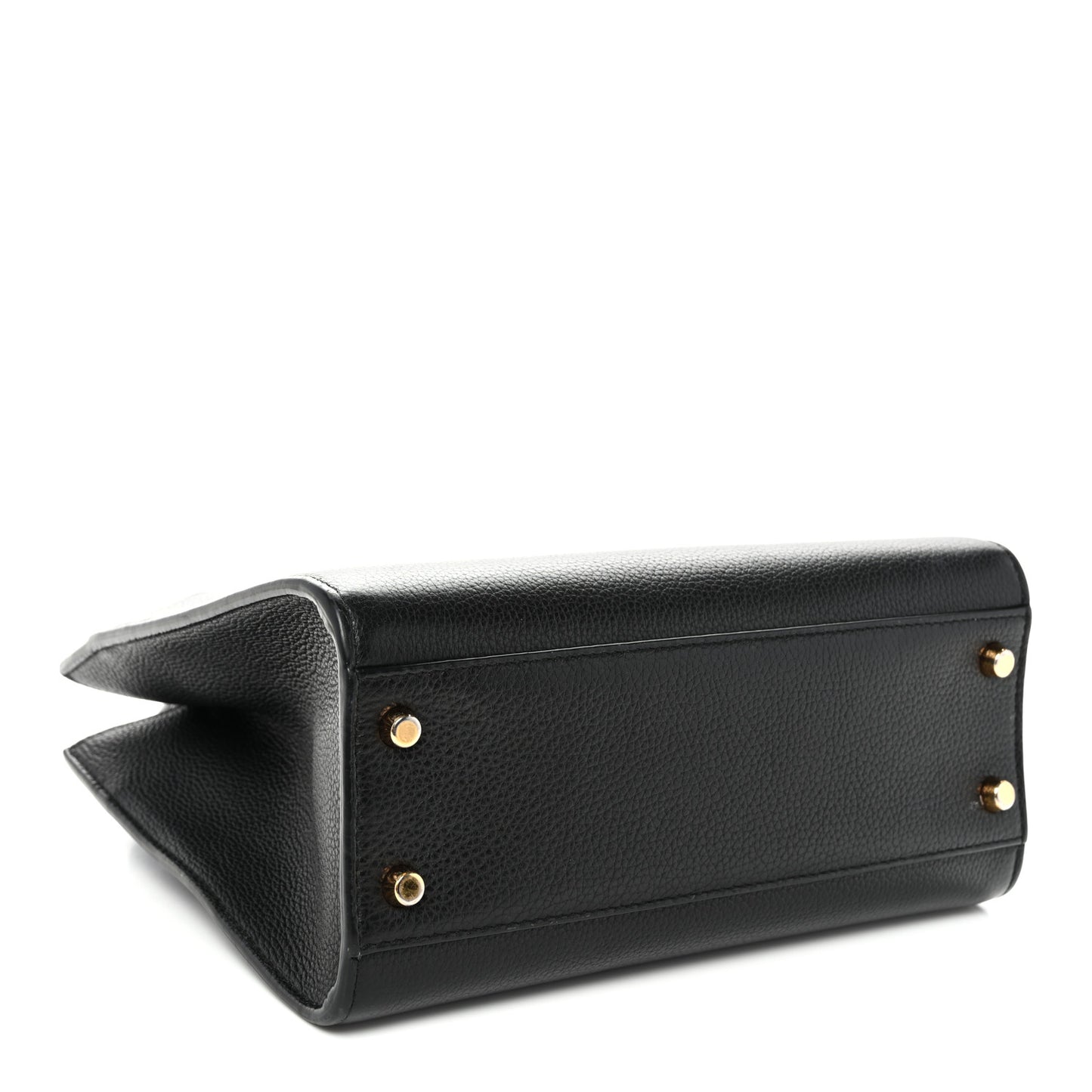 Grainy Calfskin Virtus Top Handle Tote Black