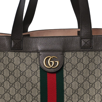Gucci GG Supreme Monogram Web Large Ophidia Vertical Shopping Tote Brown 9 of 12