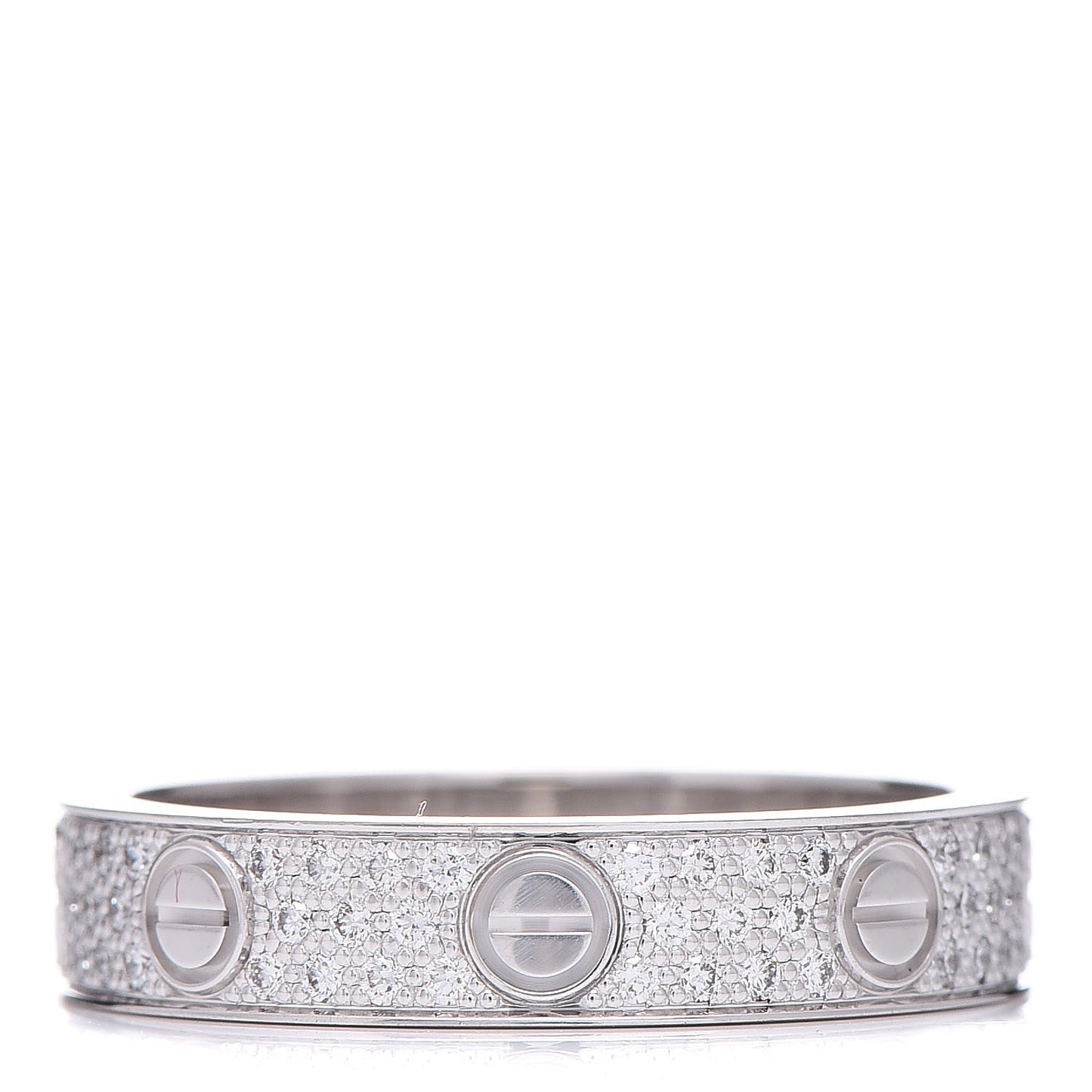 18K White Gold Diamond 4mm LOVE Wedding Paved Band Ring 51 5.75