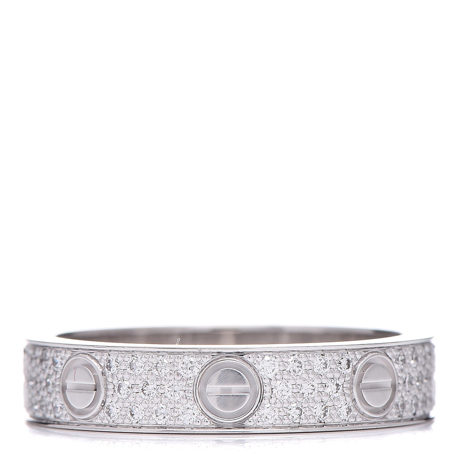 Cartier 18K White Gold Diamond 4mm LOVE Wedding Paved Band Ring 51 5.75 1 of 7