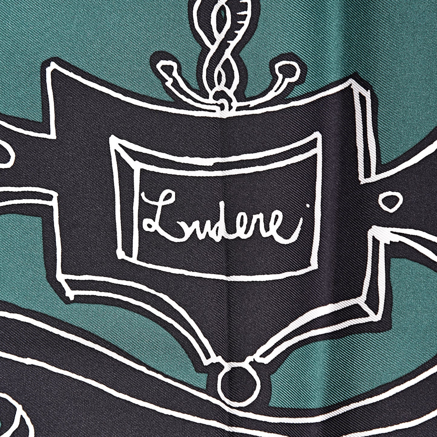 Silk Serio Ludere Scarf 90 Vert Black White