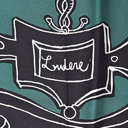 Hermes Silk Serio Ludere Scarf 90 Vert Black White 7 of 8