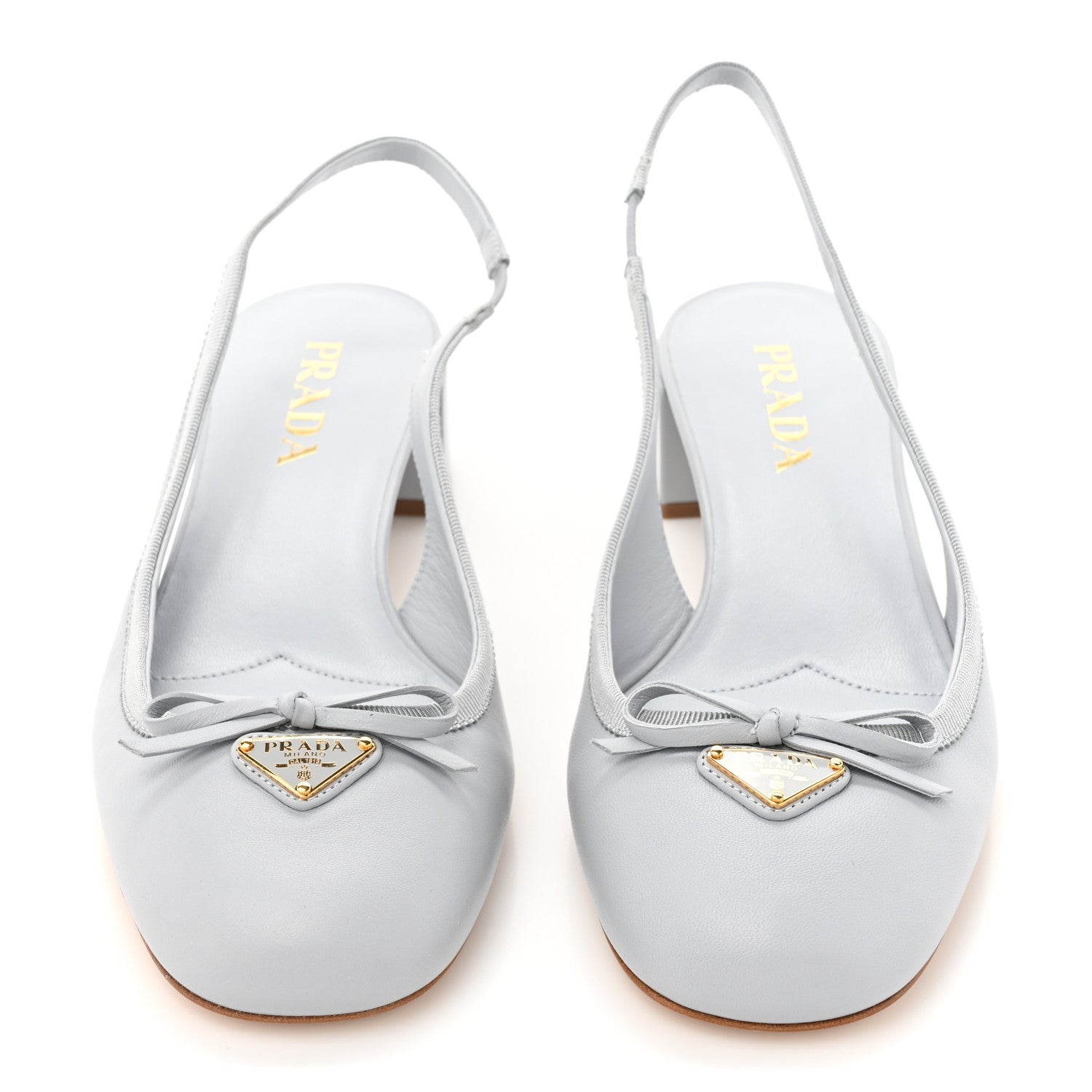 Prada Nappa Triangle Bow 45mm Slingback Pumps 39 Fiordaliso 2 of 8
