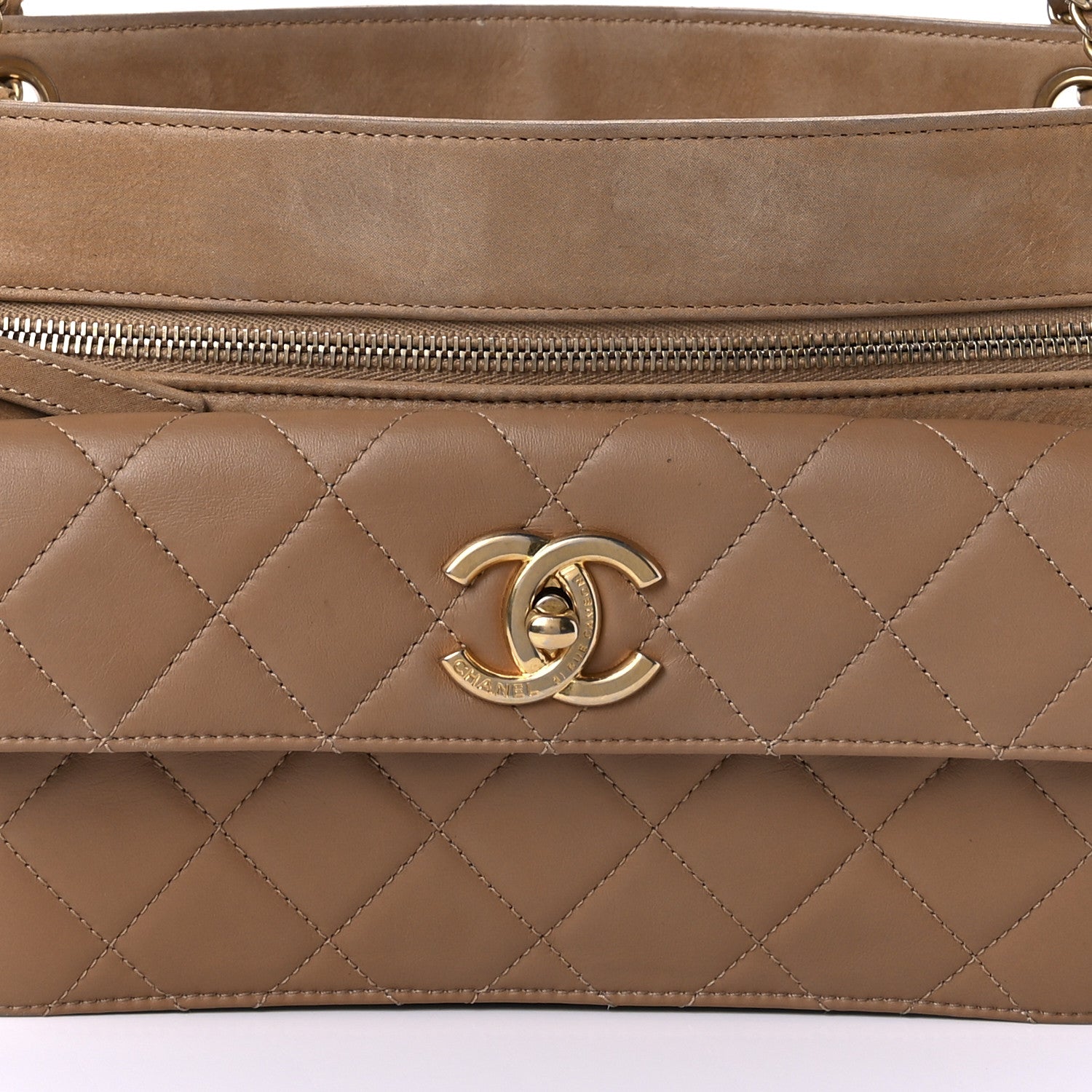 Chanel Iridescent Calfskin Chic Quilt Quilted Front Pocket Shoulder Bag Beige 8 of 9