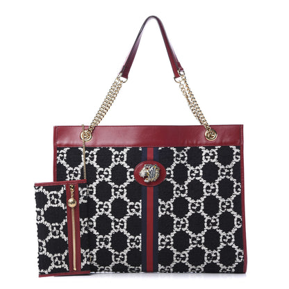 Gucci Tweed GG Monogram Large Rajah Chain Tote Romantic Cherry Black White 1 of 11