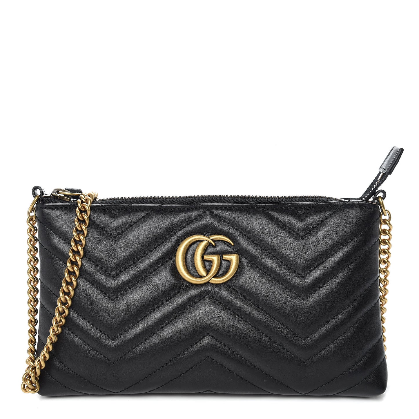 Calfskin Matelasse Mini GG Marmont Chain Bag Black
