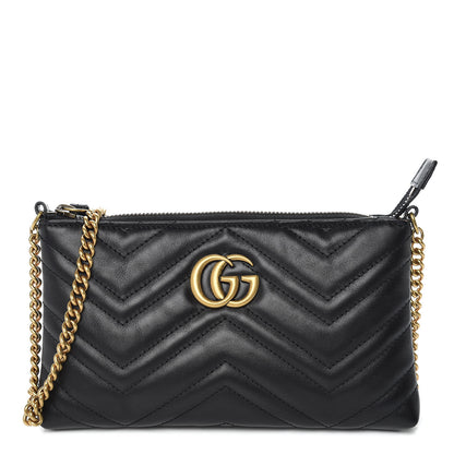 Gucci Calfskin Matelasse Mini GG Marmont Chain Bag Black 1 of 10