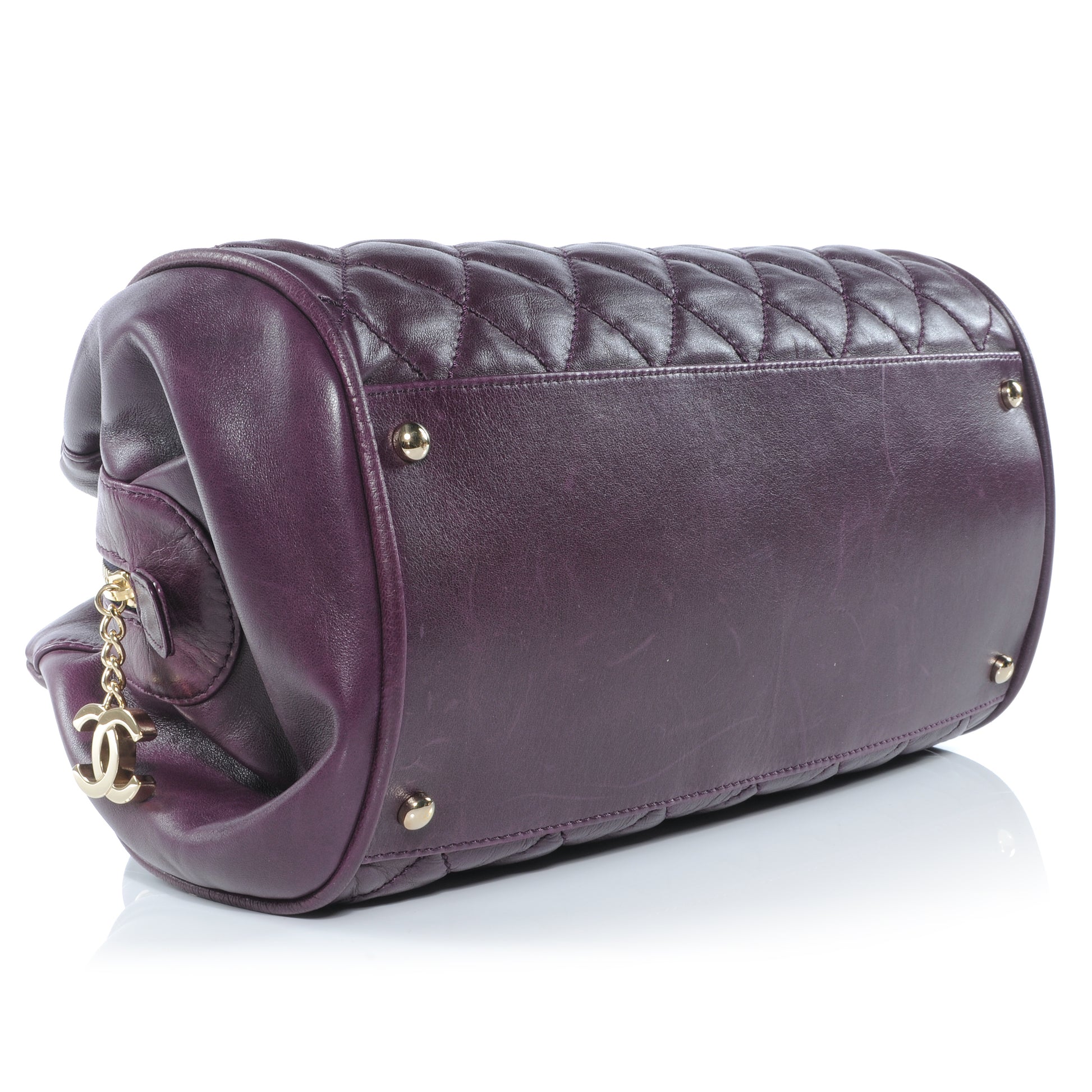 Chanel Distressed Lambskin Lady Braid Bowler Purple 4 of 9