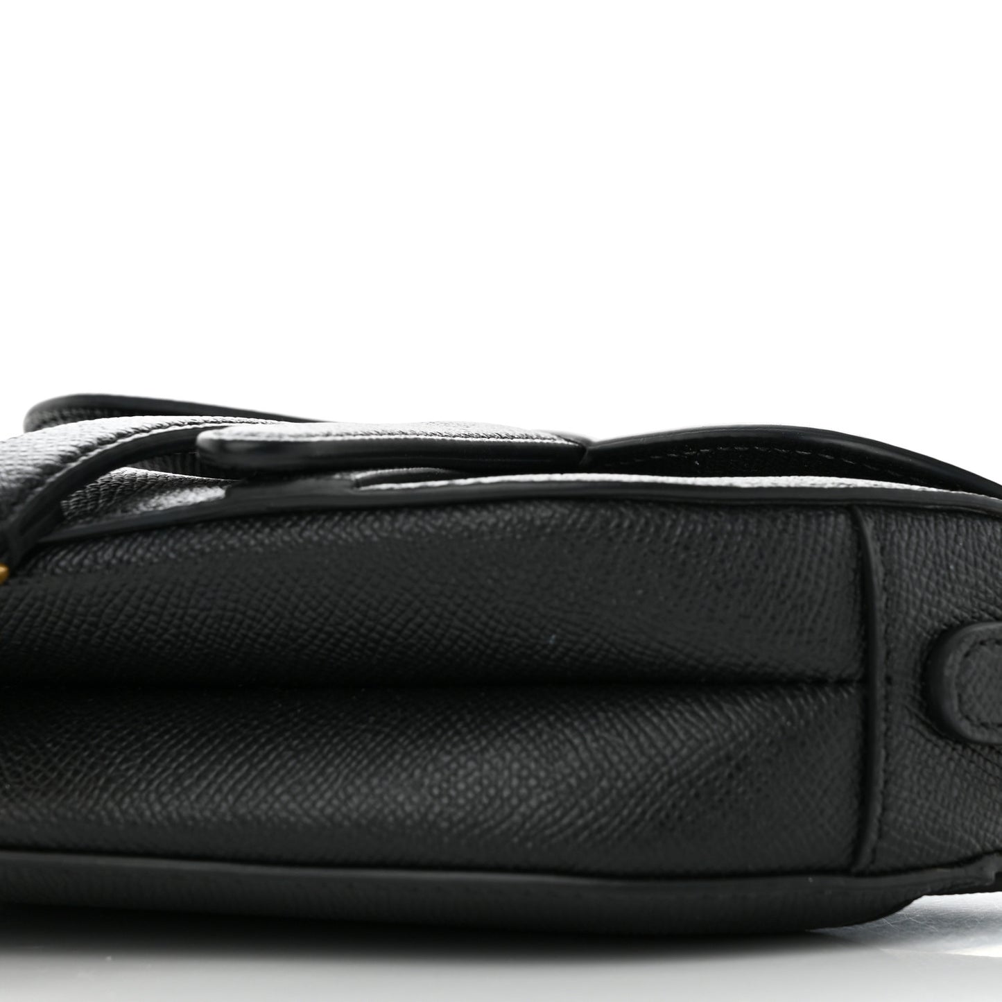 Grained Calfskin Mini Saddle Bag Black
