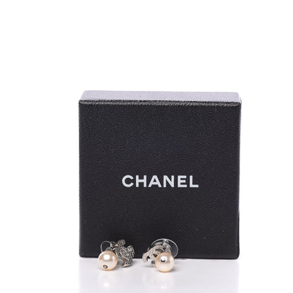 Chanel Pearl Quilted CC Drop Earrings Silver 5 of 5