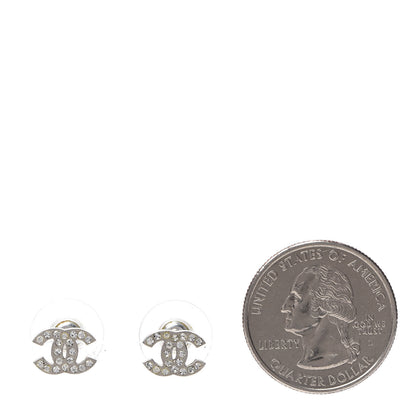 Chanel Crystal Mini Timeless CC Earrings Silver 2 of 5