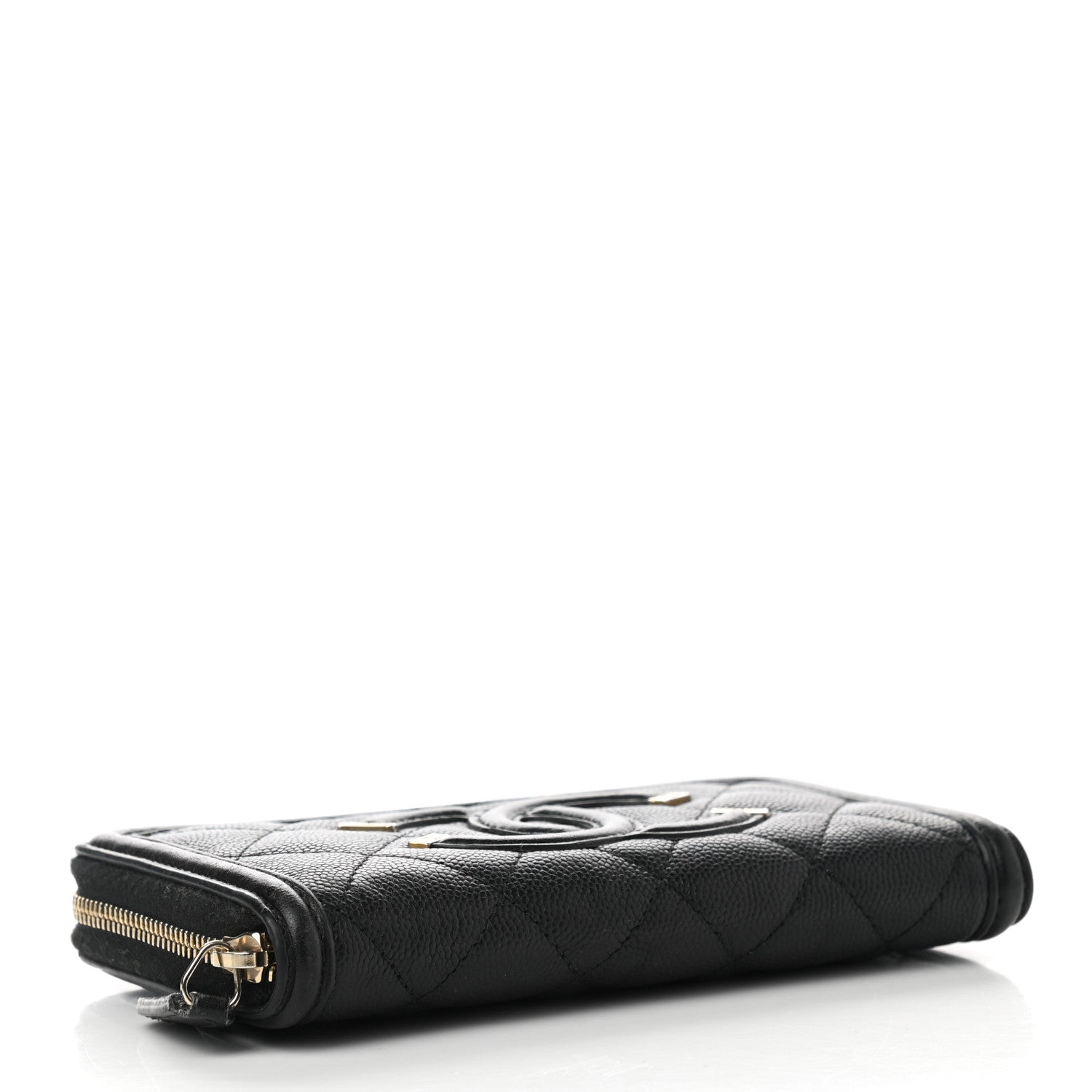 Chanel Caviar Quilted Medium Filigree Zip Around Wallet Black 4 of 11