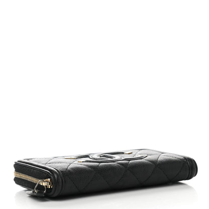 Chanel Caviar Quilted Medium Filigree Zip Around Wallet Black 4 of 11