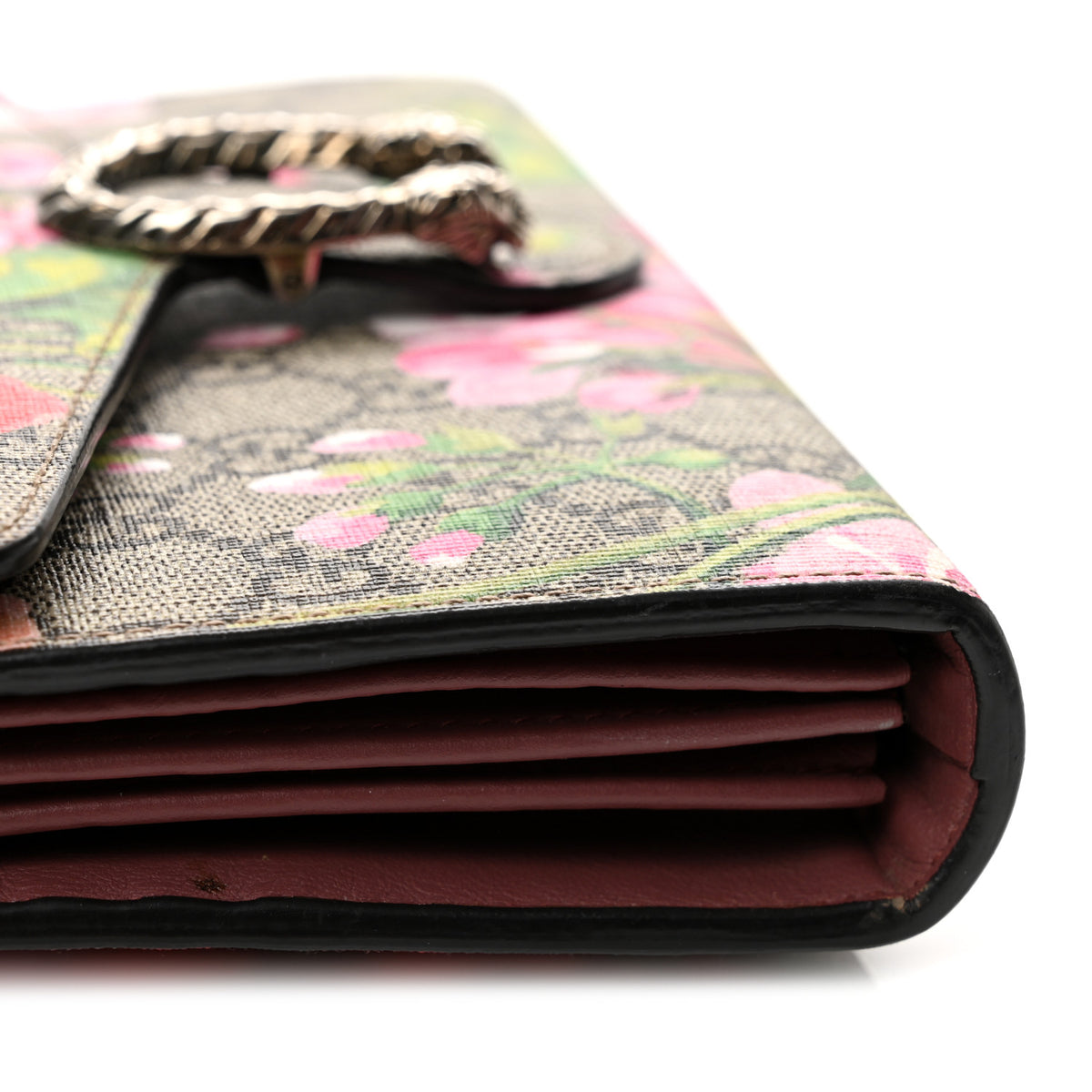 GG Supreme Monogram Blooms Mini Dionysus Chain Wallet Beige Multicolor Dry Rose