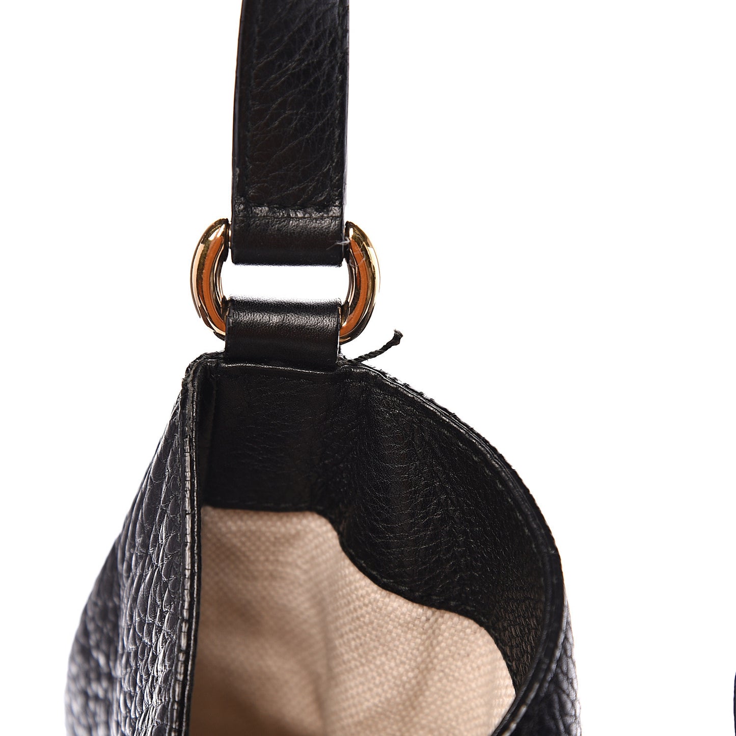 Pebbled Calfskin Large Soho Shoulder Bag Black