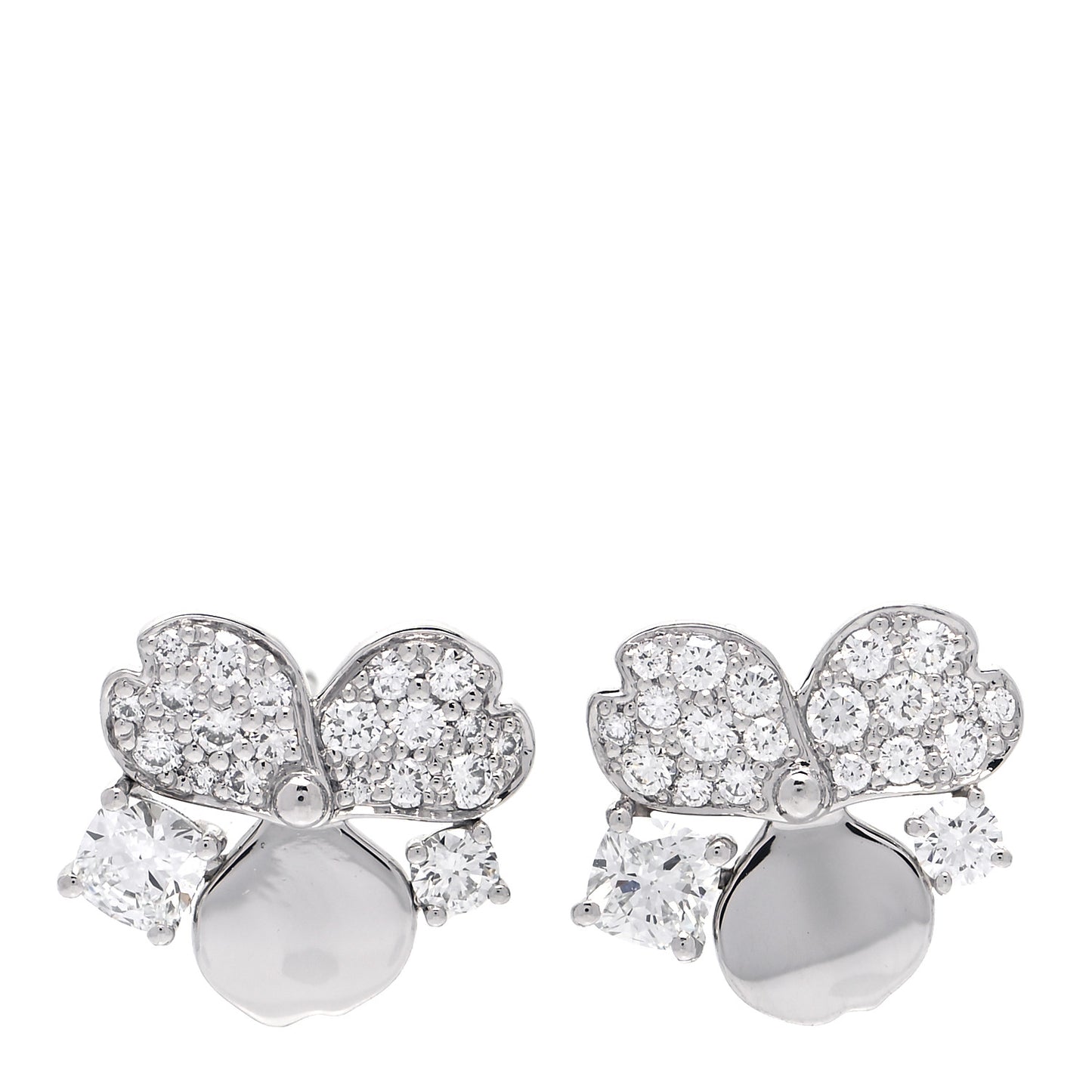 Platinum Diamond Paper Flowers Cluster Earrings