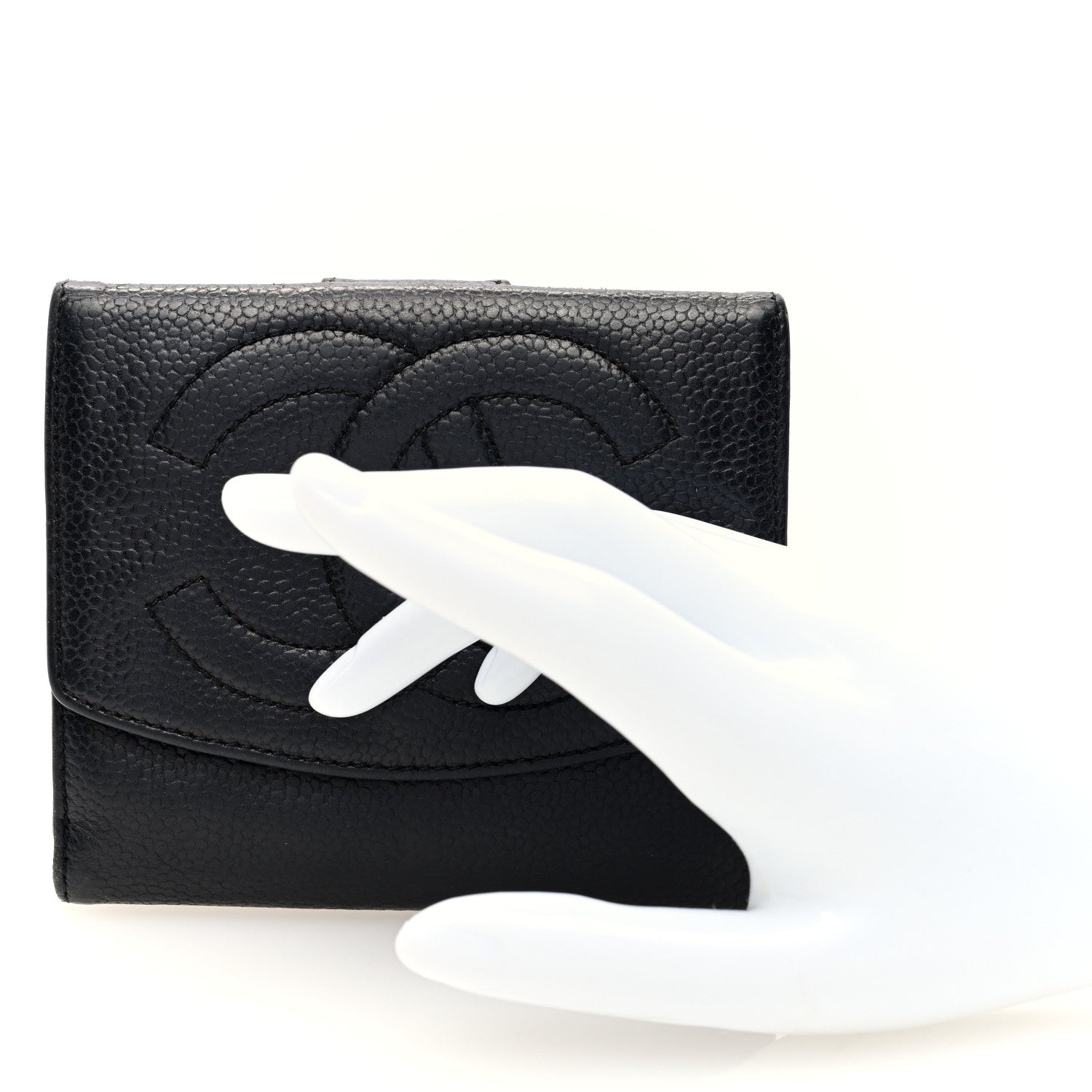 Chanel Caviar Timeless CC Compact French Wallet Black 2 of 7