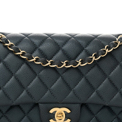 Chanel Iridescent Caviar Quilted Medium Double Flap Dark Blue 8 of 13