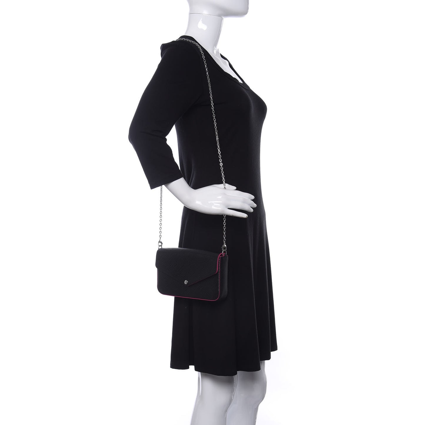Epi Pochette Felicie Black Hot Pink