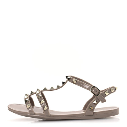 Valentino Garavani PVC Jelly Rockstud Caged Sandals 36 Poudre 1 of 12