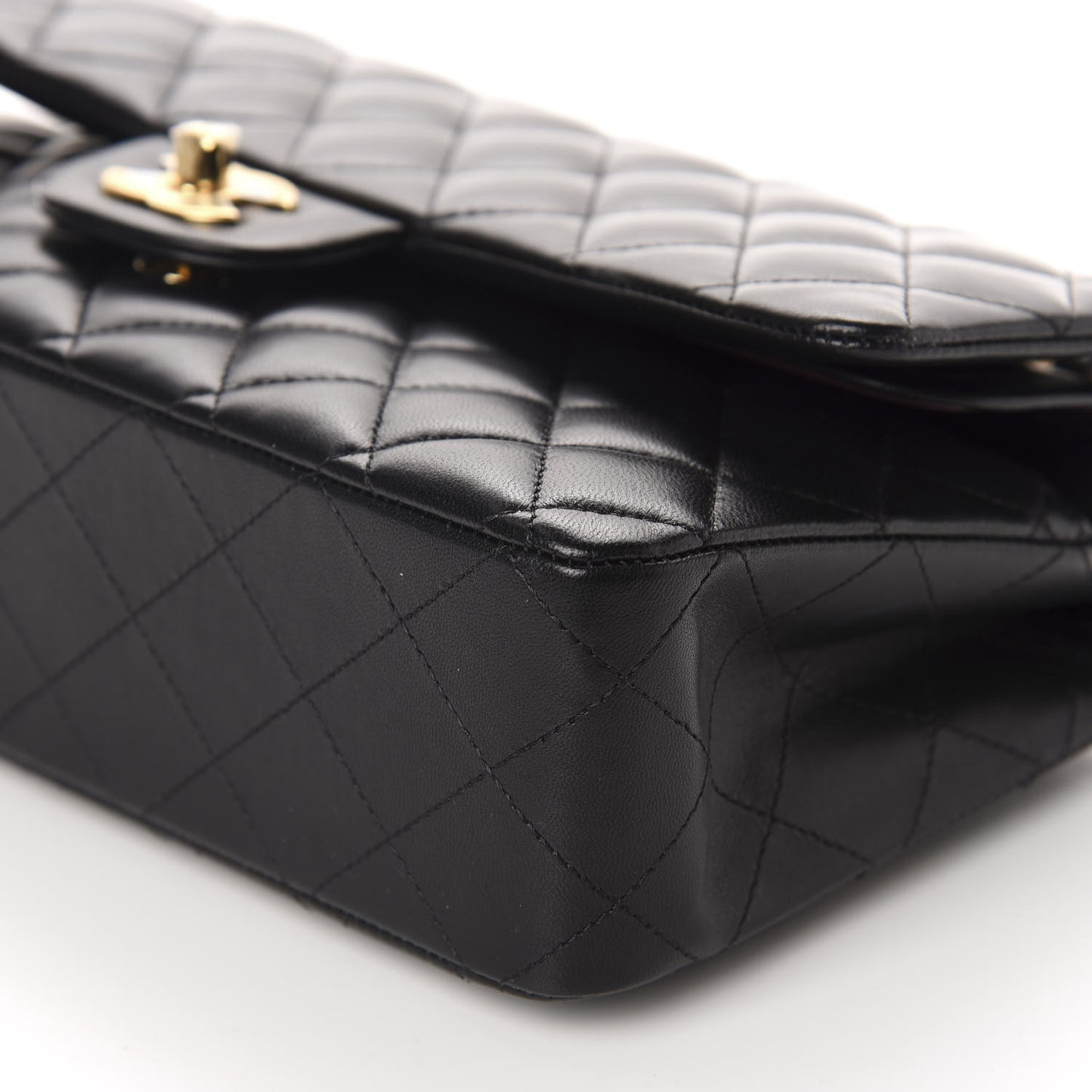 Lambskin Quilted Medium Double Flap Black
