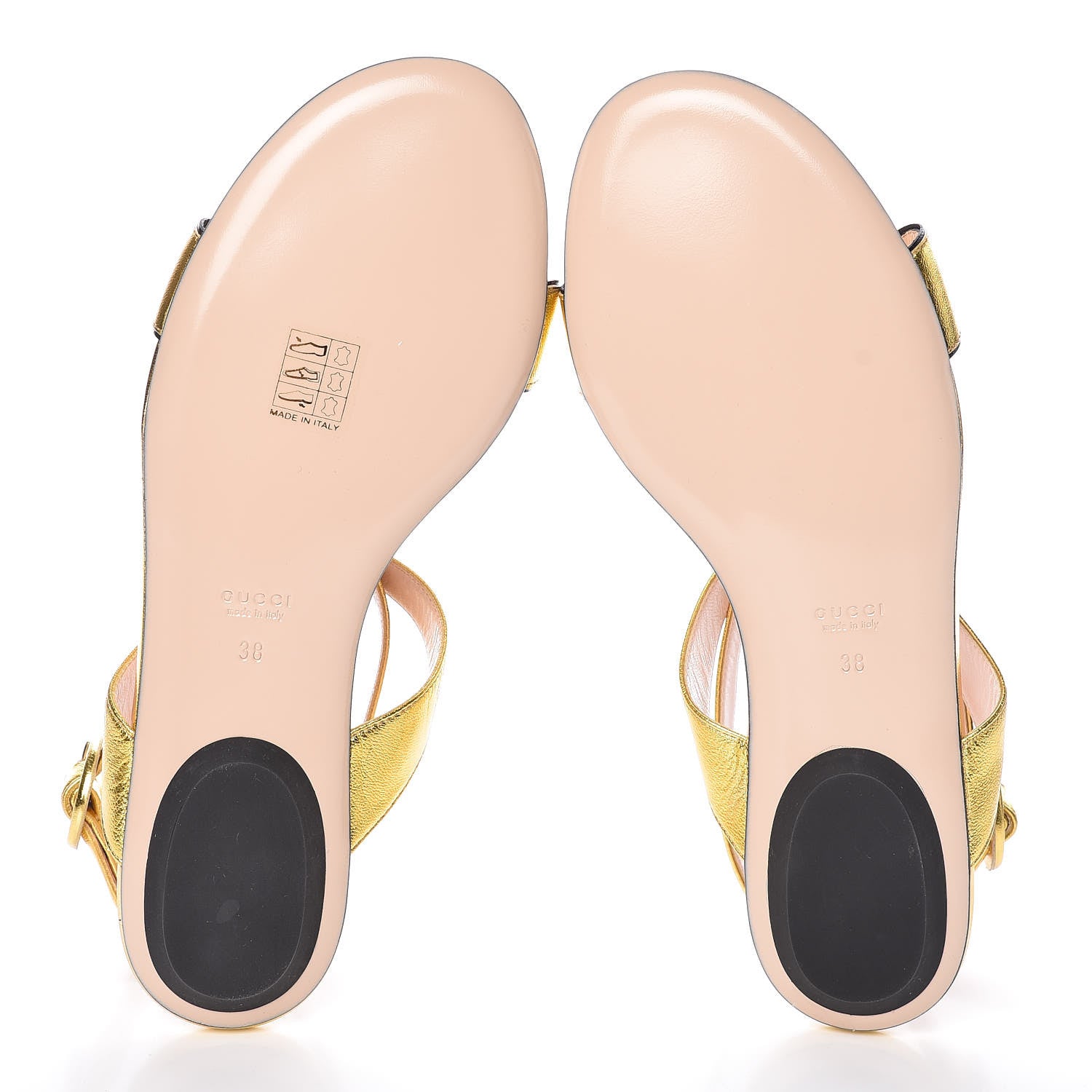 Gucci Metallic Lambskin Willow Pearl Sandals 38 Gold 5 of 7