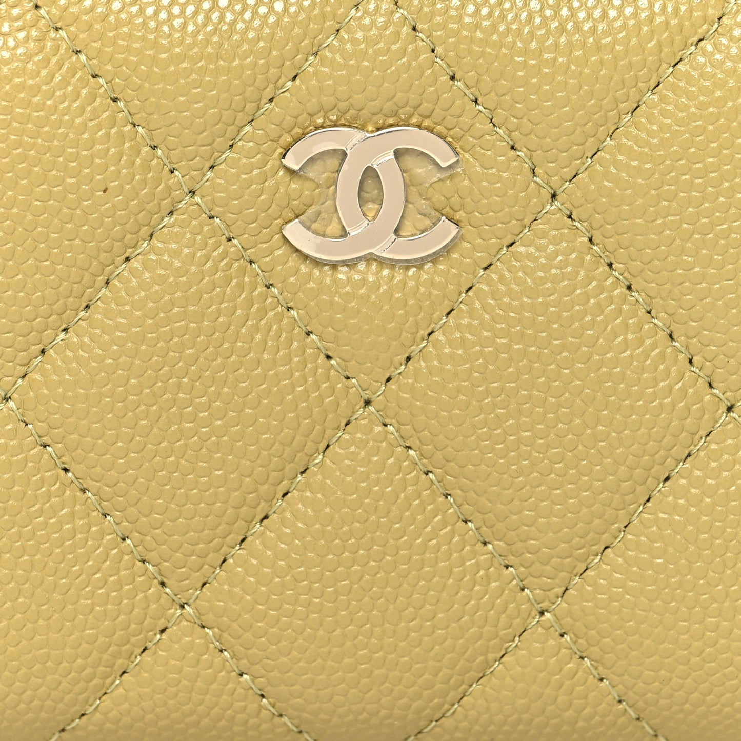 Caviar Quilted Zip Around Coin Purse Wallet Light Green