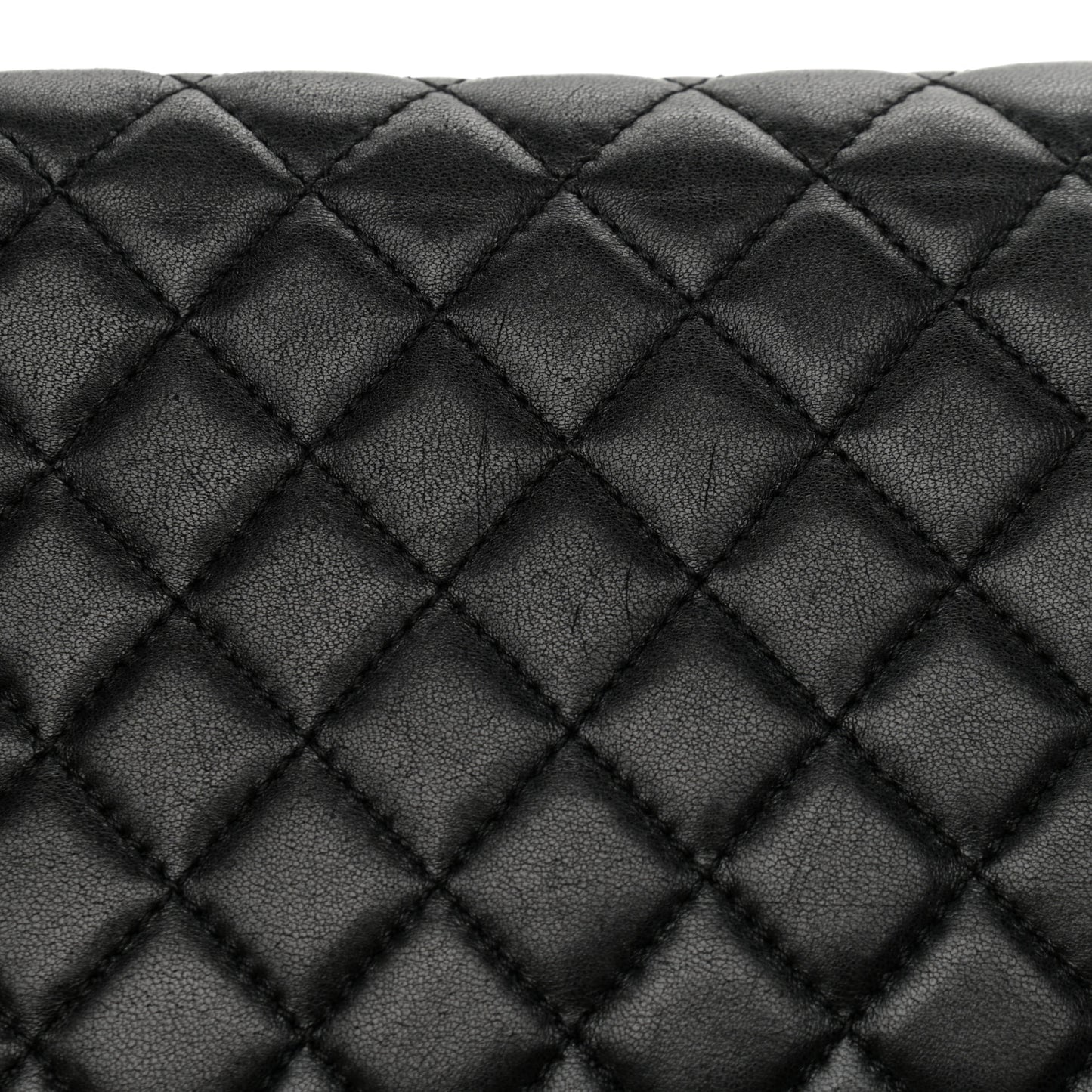 Lambskin Quilted Horizontal Boy Brick Studded Flap Black