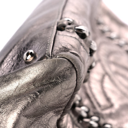 Chanel Metallic Cracked Calfskin Modern Chain Tote Dark Silver 9 of 12