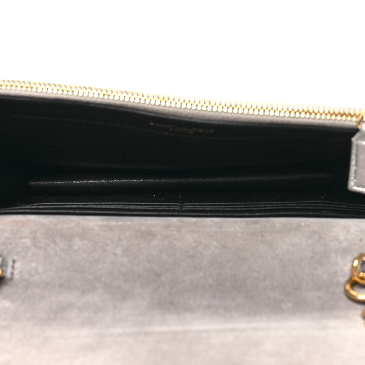 Saint Laurent Metallic Calfskin Kate Monogram Tassel Chain Wallet Silver 4 of 12